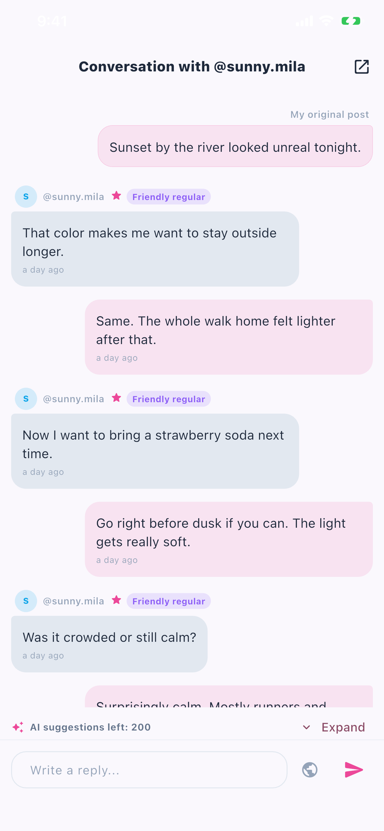 Pingra AI suggestion screenshot